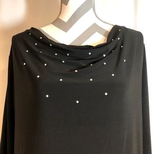 EUC Suzie in the City Black Top with Pearls